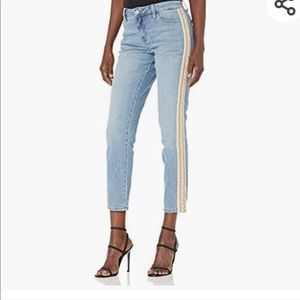 Laurie Felt classic girlfriend stripe embellishment pant
